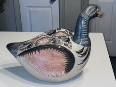 VTG Tonala Mexican ceramic duck hand painted folk art large 14″x13″ patio decor