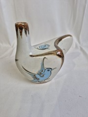 Ken Edwards Floral & Bird Ceramic Mini Pitcher Mexico Art Pottery