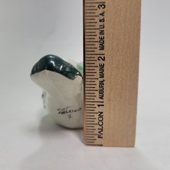 Mexican Pottery Hand Painted Small Bird Figurine Green and Blue 2″ T