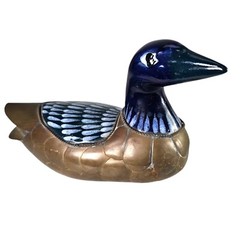VTG Tonala Brass Duck Figurines Talavera Mexican Folk Art Set of (3) 8″