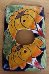 Talevera Single Outlet Plate Cover Sunflower Mexico Handmade Ceramic Pottery