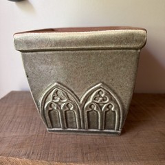 Handmade Mexican Terracotta Pottery Sage Green Glazed Planter 5 1/2” New