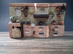 Mexican Bique Kitchen Traditional Diorama Miniature Pottery Folk Art Ceramic Vtg