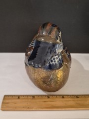 Vintage Brass And Ceramic Hand Painted Duck Sculpture