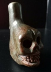 Death Whistle, Loud, Green, Small, Real, Aztec, Maya, Original, Hand Crafted.