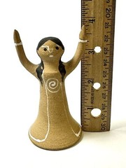 Clay Pottery Angel Figure Terracotta Tabletop Art Goddess Uplifted Arms Kemper