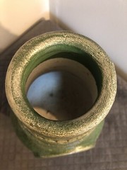 Table Top Chiminea Pottery Green Hand Made 8 Pounds Solid House Decor