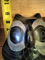 Tonala Oaxaca Black Owl Vintage Pottery Mexico Folk Art Signed Figurine 9″