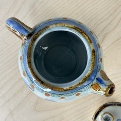 Vintage El Palomar Tonala Mexico Hand Painted Blue Bird & Butterfly 4.5″ Teapot