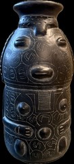 Mid Century Modern Oaxaca Mexico Barra Negro Black Clay Vase