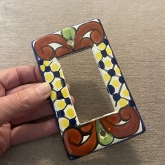 Mexican Talavera Art Pottery Ceramic Handmade Single Switch Plate Cover 3×5”