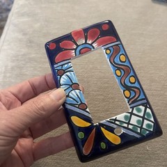Mexican Talavera Art Pottery Ceramic Handmade Single Switch Plate Cover 3×5”