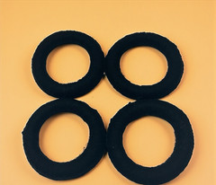 4 Mata Ortiz Pottery Olla Rings Hand Made Mexican Display Black Yarn Mexico 3.5″