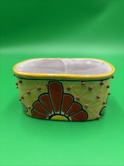 Authentic Hand-Painted Talavera Planter for Windowsill, Tabletop, 5×3.5”