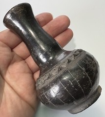 Chinese Antique Black/brown Clay Pottery Vase 4” tall Set Of 4 17th C.
