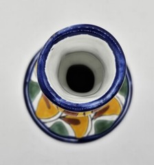 Talavera Mexican Pottery Tall Single Candle Holder Signed T. Ruth Mex.
