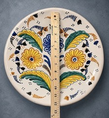 Vintage Hand Painted Spanish Folk Art Pottery Wall Plate Signed España Floral