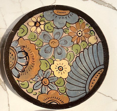 4 Antique & Rare Talavera Mexican Pottery Plates Hand painted Floral 7″ Diameter