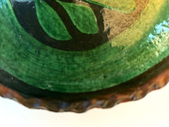 Patamban Mexican Platter VINTAGE Handpainted green c1970 fabuloso!!! 10″