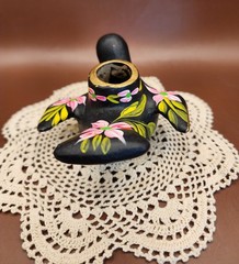 Vintage Tonala-Style Mexican Folk Art Bird Taper Candle Incense Holders Pair