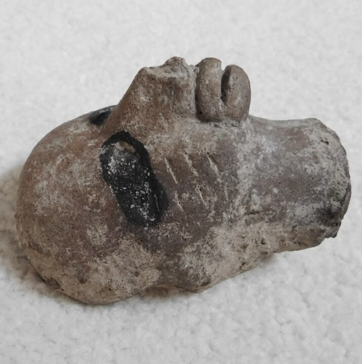 Pre-Columbian / Mayan Artifact Face Effigy Warrior w Marked Face Tribal Scars