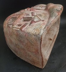 Vintage Terra Cotta Folk Art “Luna Y Casa”, Hand-Thrown Organic Modern Pocket