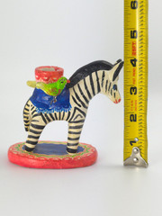 Vintage Mexican Folk Art Candle Holder Handmade Zebra Birds Clay Pottery