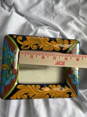 Talavera Mexico Pottery Photo Picture Frame Table Top Hand Painted Marked