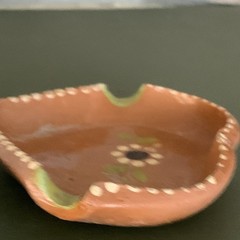 Set Heart Shape Ashtrays 4” Mexican Clay