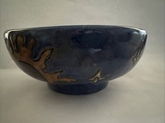 Mara Mexico Bowl Sun Moon Design Stoneware Handmade 7″ Dish Blue Ceramic