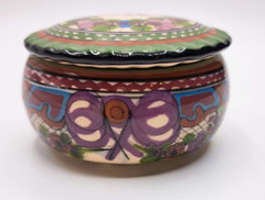 TALAVERA Trinket Box Floral Treasure Mexican Pottery Folk Art Hand Painted