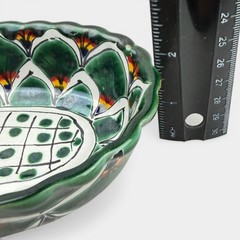 Talavera Camacho Mexico Lead Free Oval Dish 7.5″ Hand Painted Green Bowl