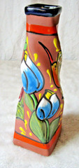 CERAMEX ADOBE MODERN 8.5″ VASE MEXICAN TERRACOTTA POTTERY ART HAND PAINTED