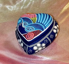 Handpainted Terracotta Heart-shaped Trinket Box From Mexico
