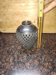 Beautiful Mexican Barro Negro Pottery Vase, 7″ Tall, Cutout Black Clay, Oaxaca