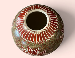 Mata Ortiz Pottery Leonel Lopez Saenz Floral Ducks Birds Flowers Mexican Clay