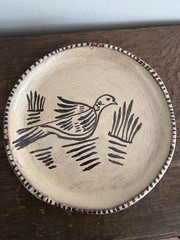 Tzintzuntzan Pottery Plate Michoacán Mexico Hand Painted Single Bird Unsigned
