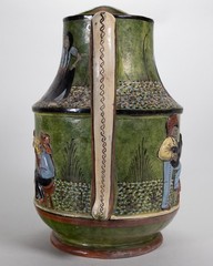 A Major C.1930 Tlaquepaque Mexican Green Pottery Pitcher – Dance/Music Motif