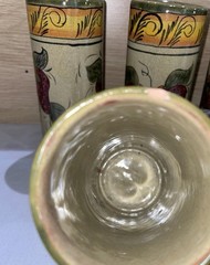 Set Of Six Mexican Pottery Tumblers /bud Vase Hand painted Floral (See Pictures