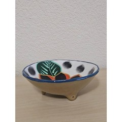 Hand Painted Mexican Pottery Dish Sunflower Design Rustic Tabletop Decor