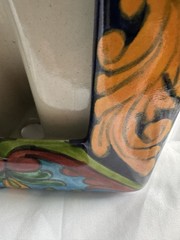 Talavera Mexico Pottery Photo Picture Frame Table Top Hand Painted Marked