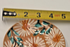 Vintage Hand Painted Mexican Pottery Demitasse Espresso Cup & Saucer Floral Terr