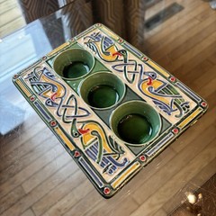 Shot Glass Lime Wedge Art Pottery Hand Painted Heavy Holder 7.5”x 5.25”x 1.0”
