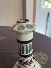 Mexico Tonala Pottery Floral Signed Candle Stick Single Holder