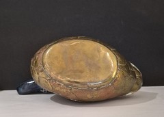 Vintage Brass And Ceramic Hand Painted Duck Sculpture