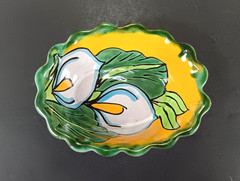 Talavera Salsa Bowl Handpainted Floral Lilly Small Candy Dish Mexican 5.25″