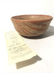 Pre-Classic 100-300 AD Nynte Pottery Bowl w. Red Painted Design.6”Rx3”T -Museum