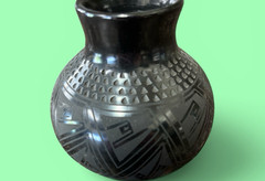 Mata Ortiz Pottery Black On Black Paquime Line Work Tomasa Mora Mexican Art