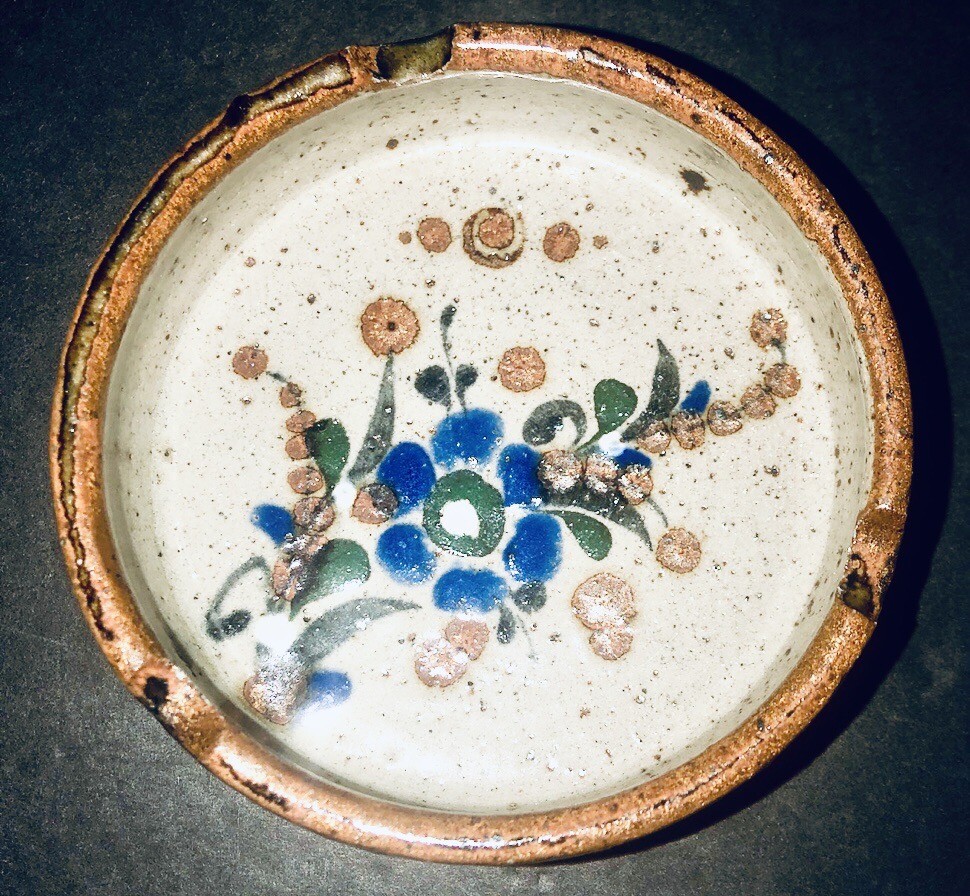 CLASSIC TONALA Cobalt blue Floral Design Grannycore 3 Slot Ashtray Decor