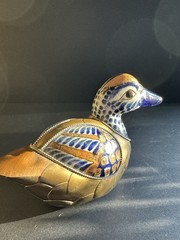 Vtg Mexico Tonala Mexican Folk Art Sergio Bustamanta Style Mallard Duck 8” Brass